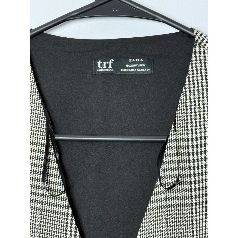 Zara TRF Glen Plaid Blazer Dress Black White Double Breasted Mini XS 7385/323 - Picture 2 of 9